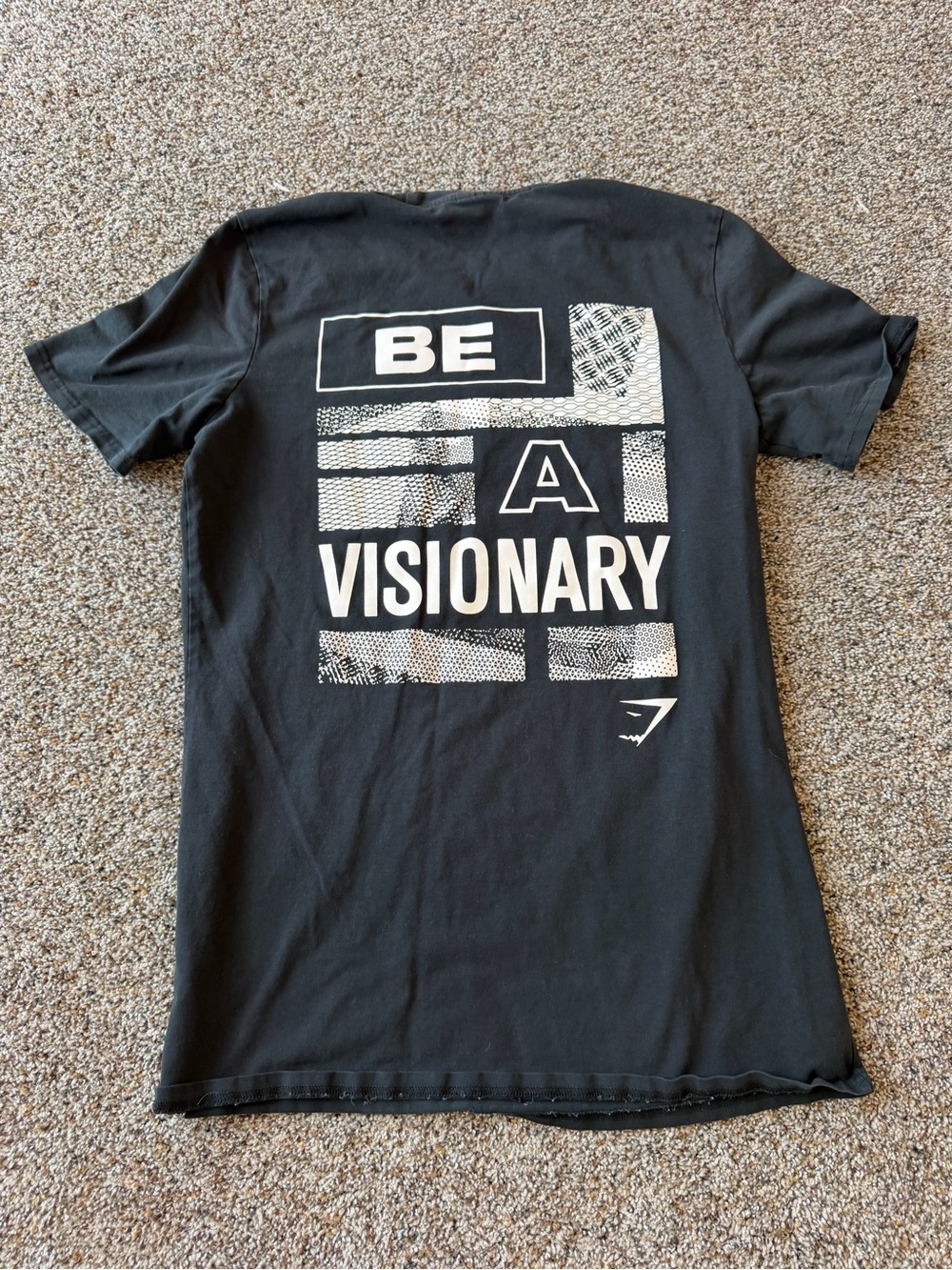 Gymshark Be A Visionary Graphic T-Shirt Black White Logo Tee Small